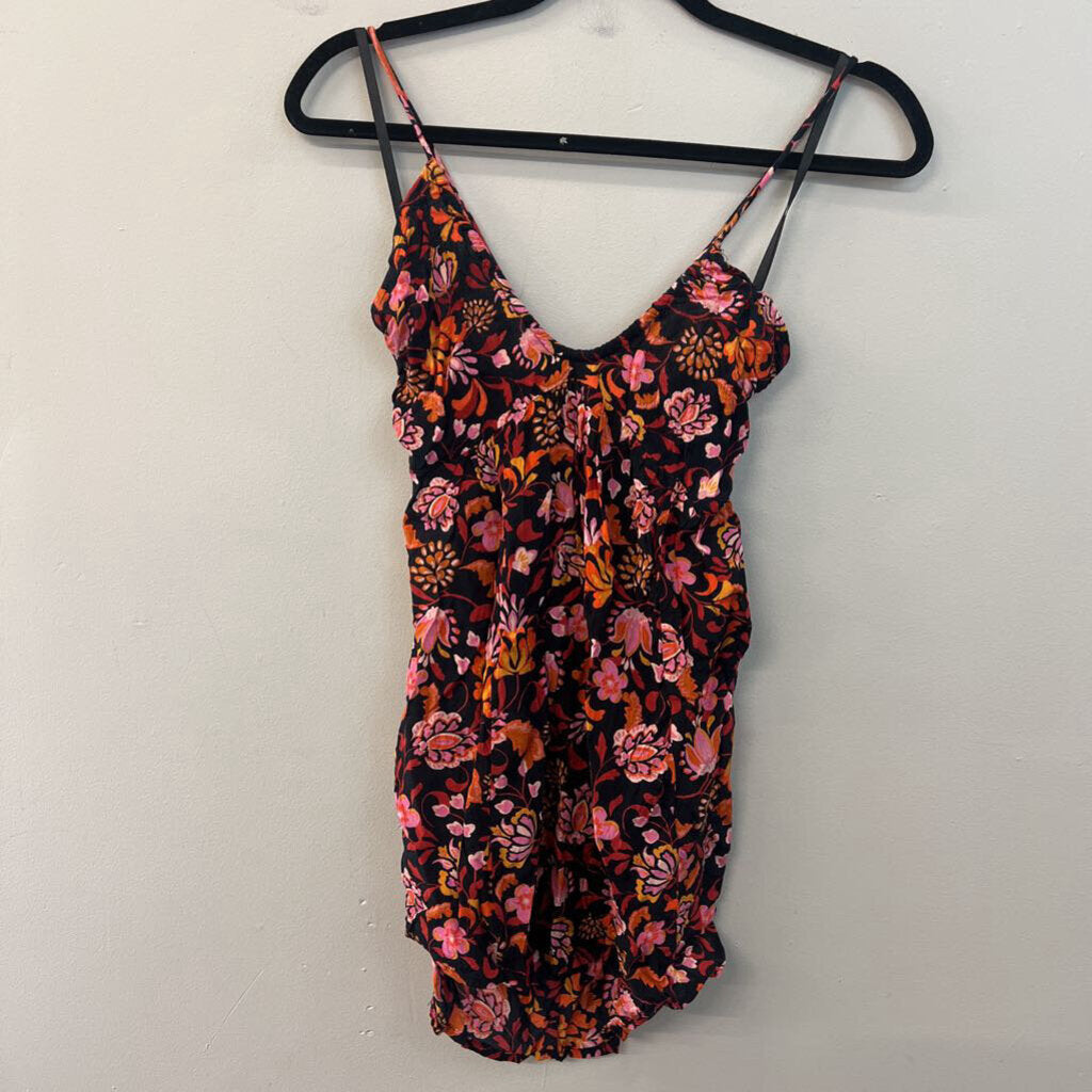 Free People Black/ Multi Print Tie Back Tank Top Extra Small