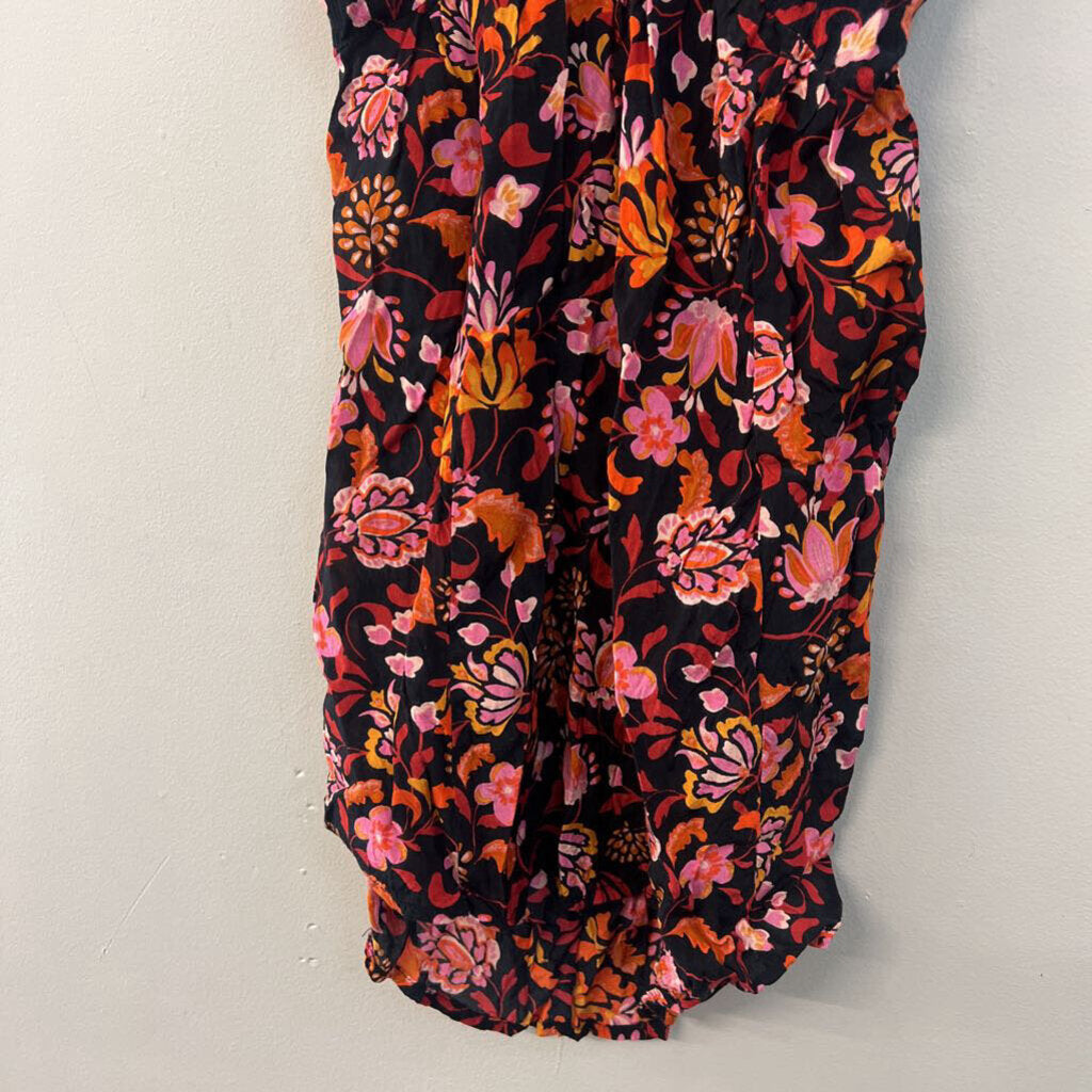 Free People Black/ Multi Print Tie Back Tank Top Extra Small