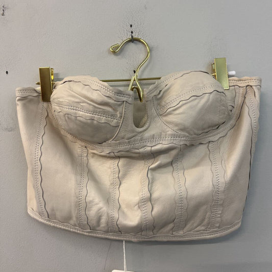 Free People Cream Leather Cropped Corset Top Large
