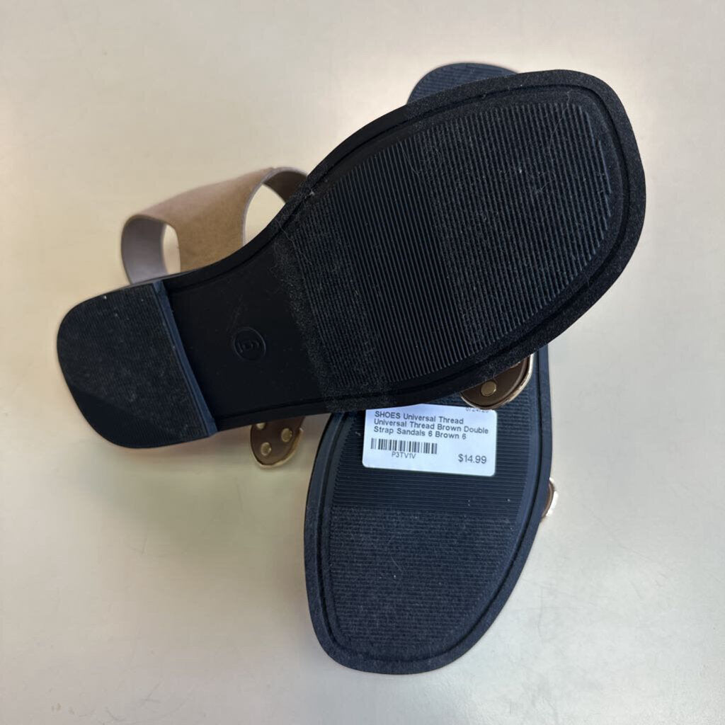 Universal Thread Brown Double Strap Sandals 6