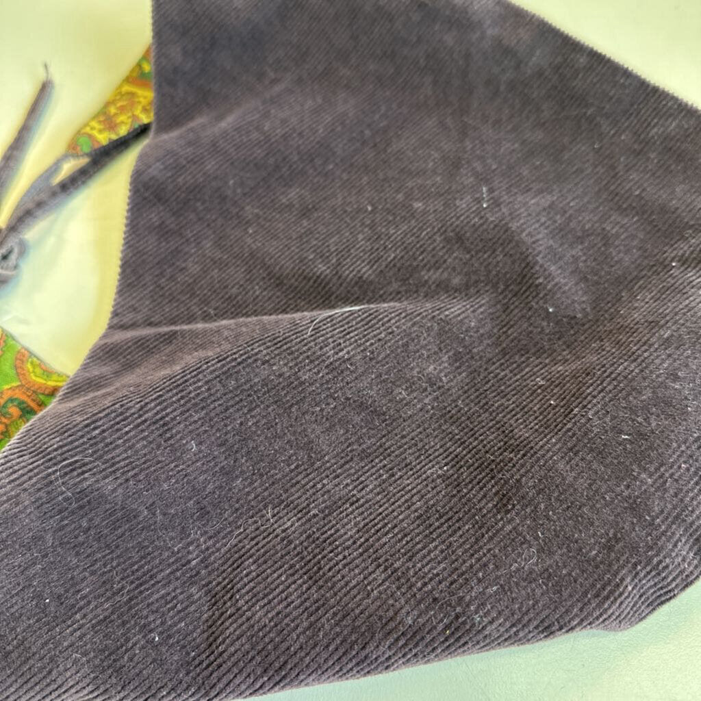 Brown Corduroy/ Print Hair Scarf