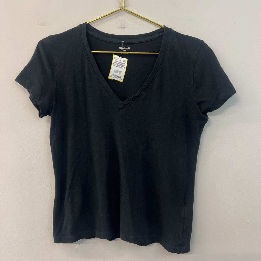 Madewell Black V Neck Short Sleeve Top Small