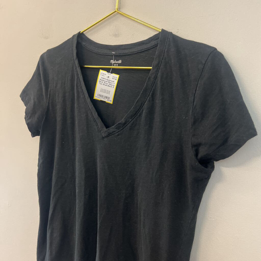 Madewell Black V Neck Short Sleeve Top Small