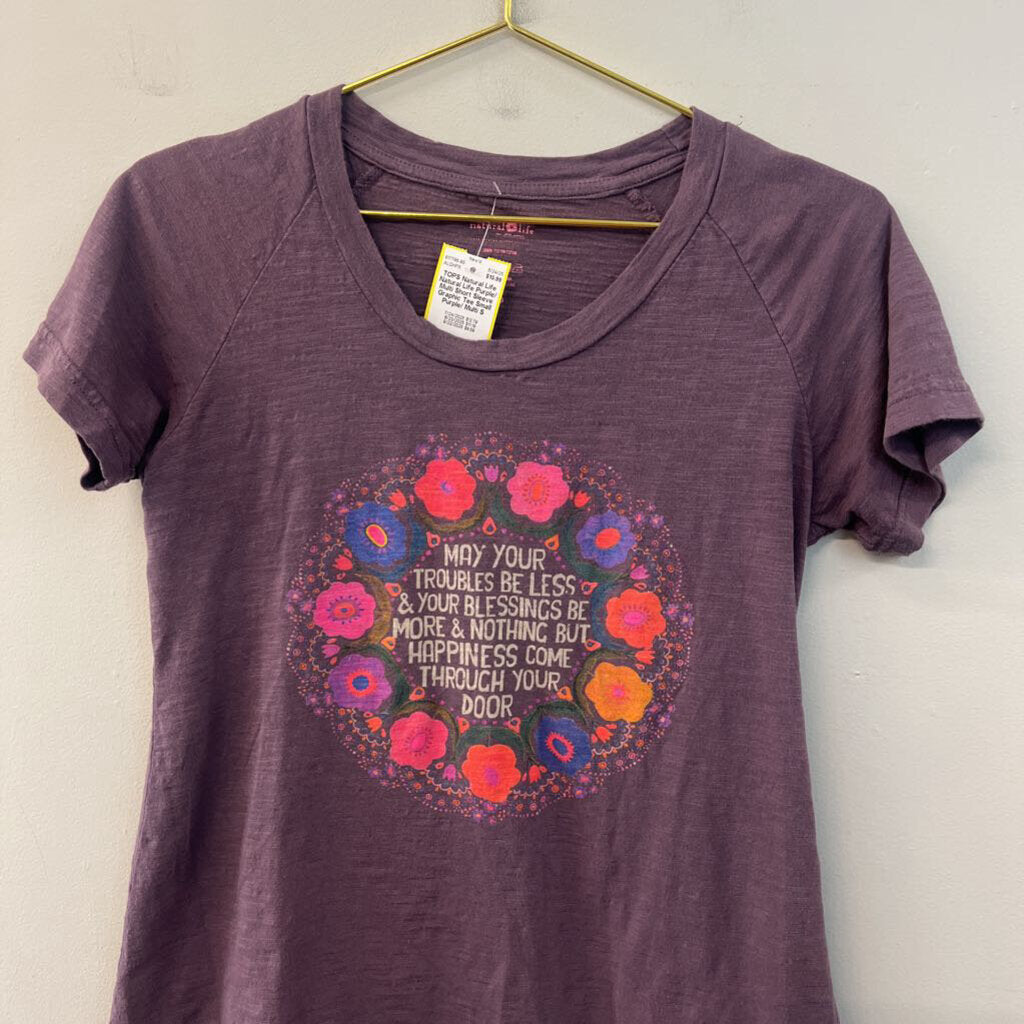Natural Life Purple/ Multi Short Sleeve Graphic Tee Small