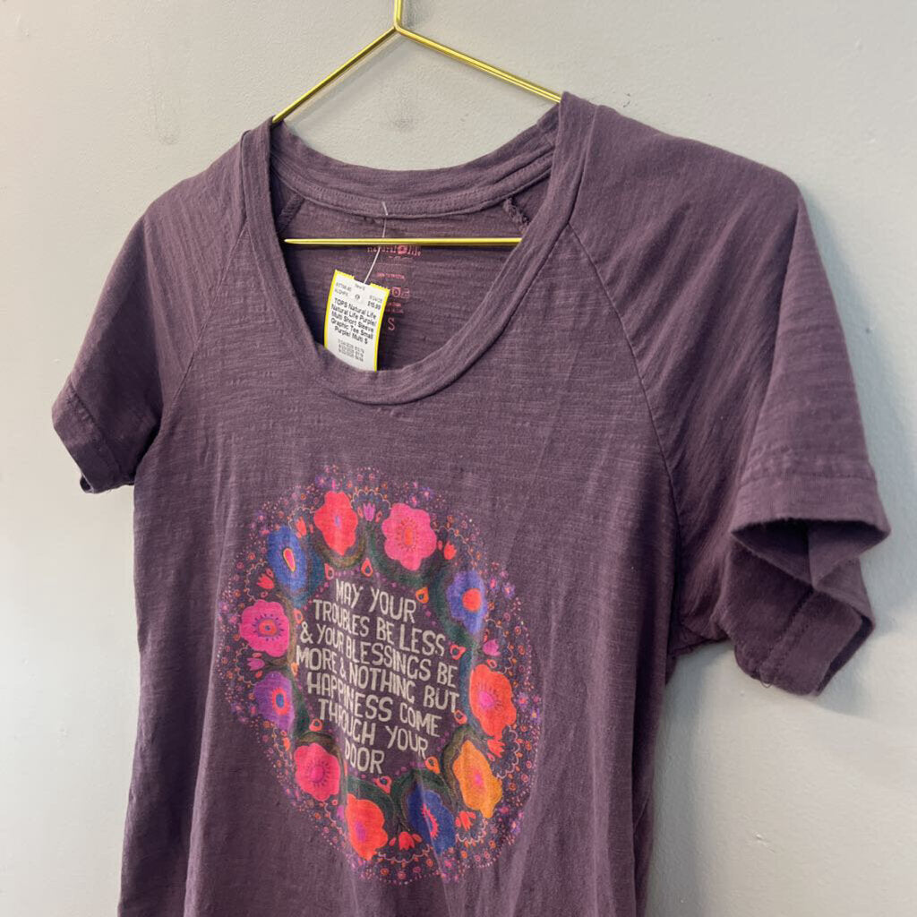 Natural Life Purple/ Multi Short Sleeve Graphic Tee Small