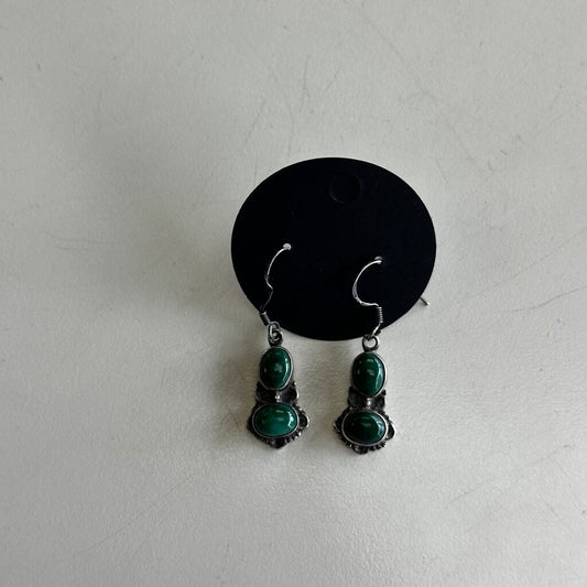 Sterling Silver Malachite Stone Earrings