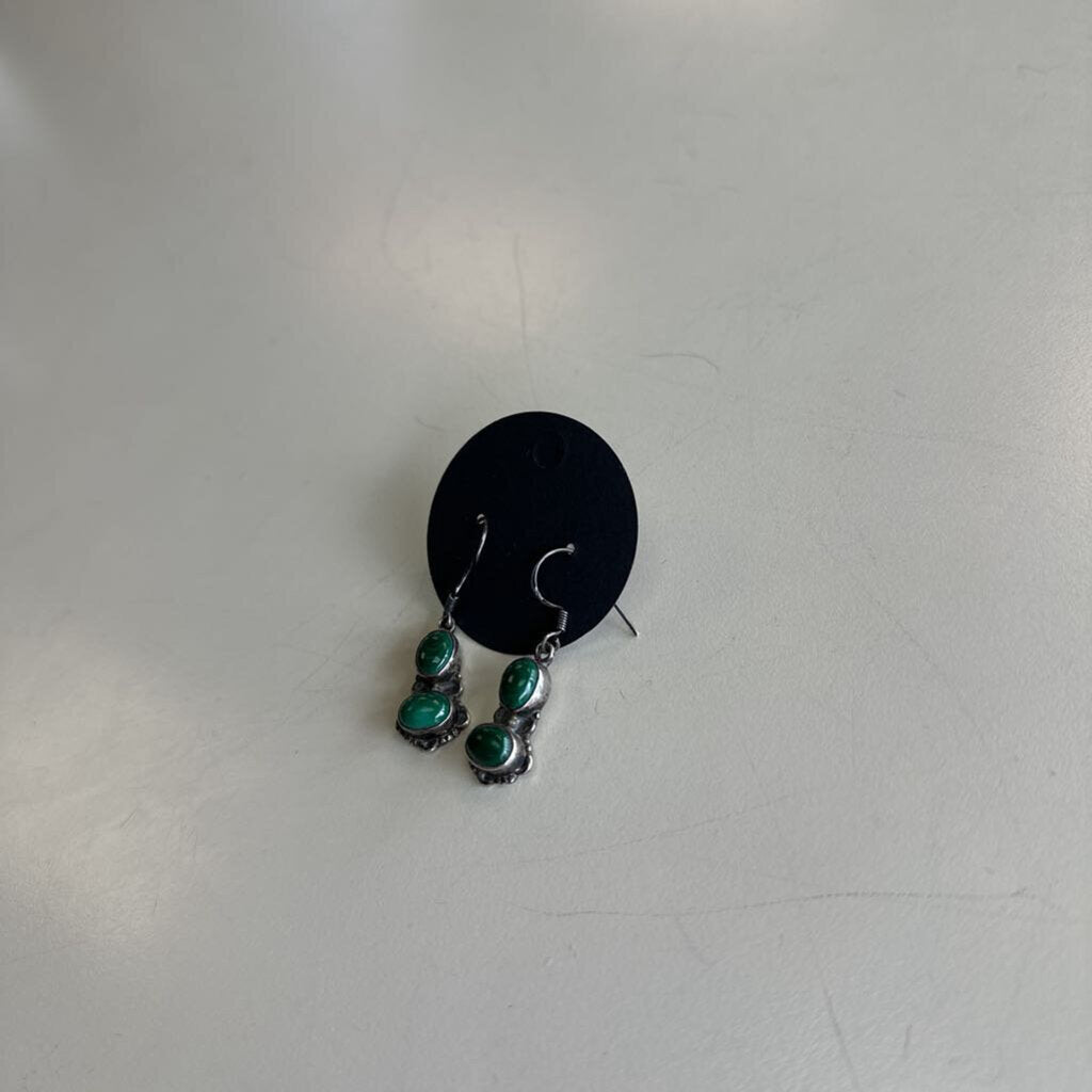 Sterling Silver Malachite Stone Earrings