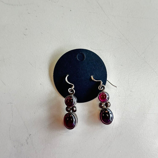 Sterling Silver Garnet Stone Earrings