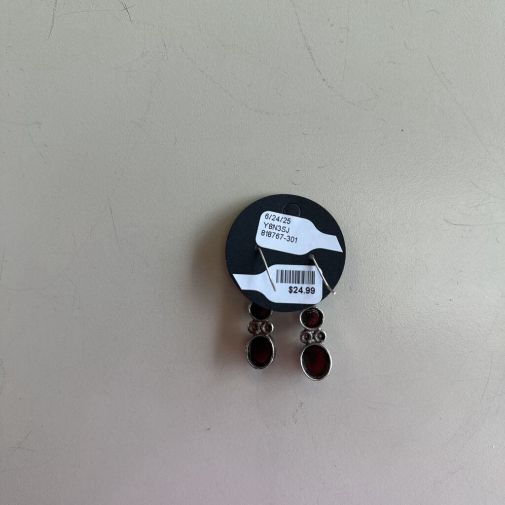 Sterling Silver Garnet Stone Earrings