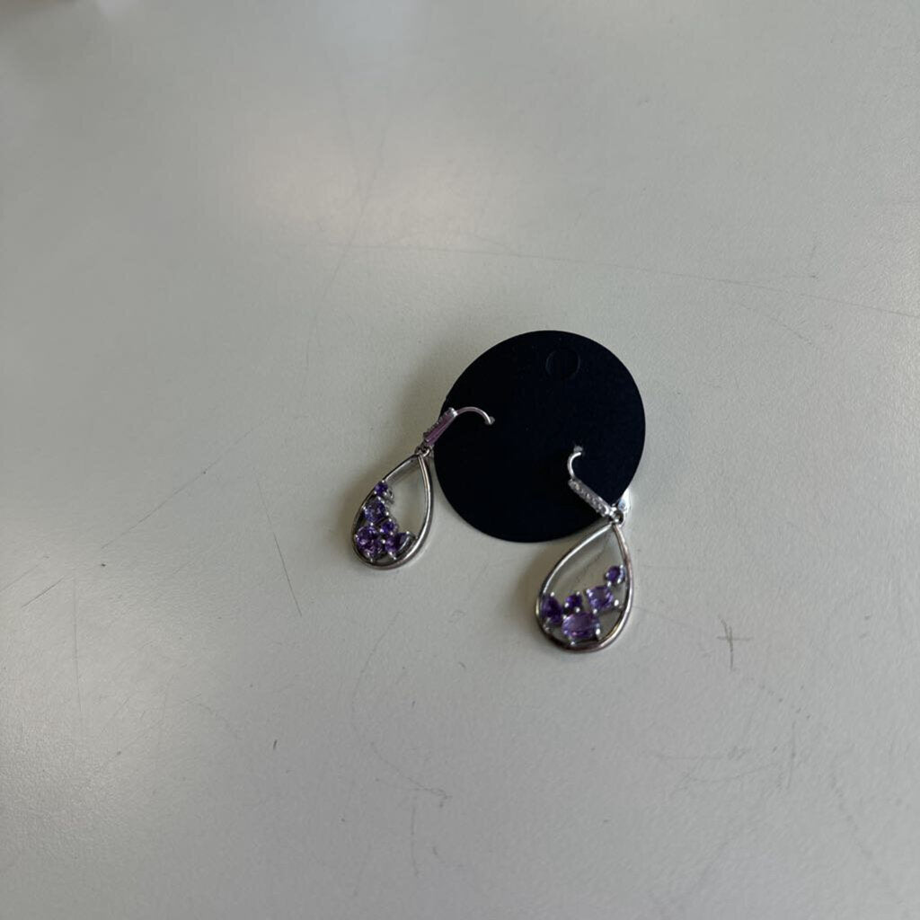 Sterling Silver Purple Stone Earrings