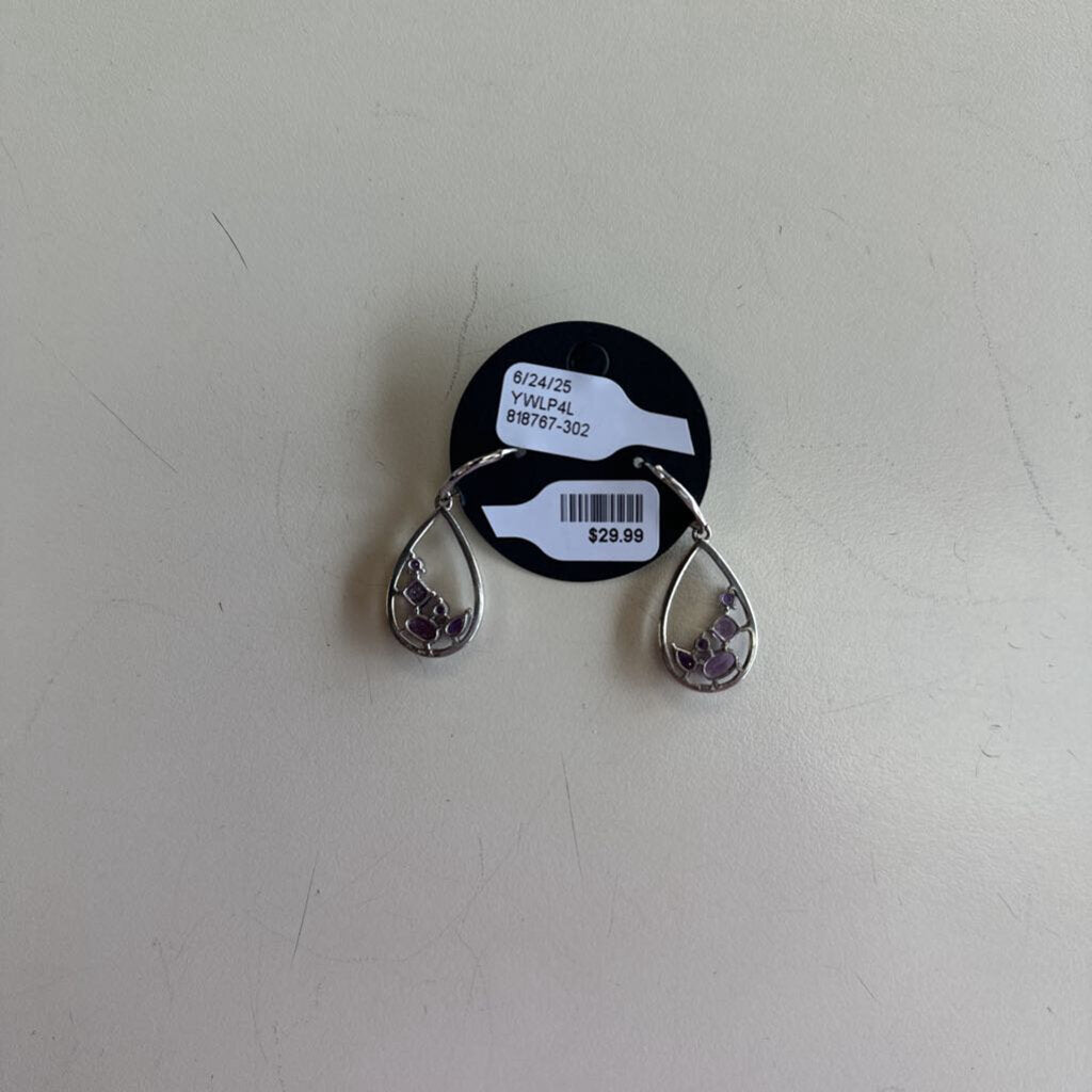 Sterling Silver Purple Stone Earrings