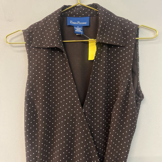 Evan Picone Brown/ White Polka Dot Sleeveless Top 6