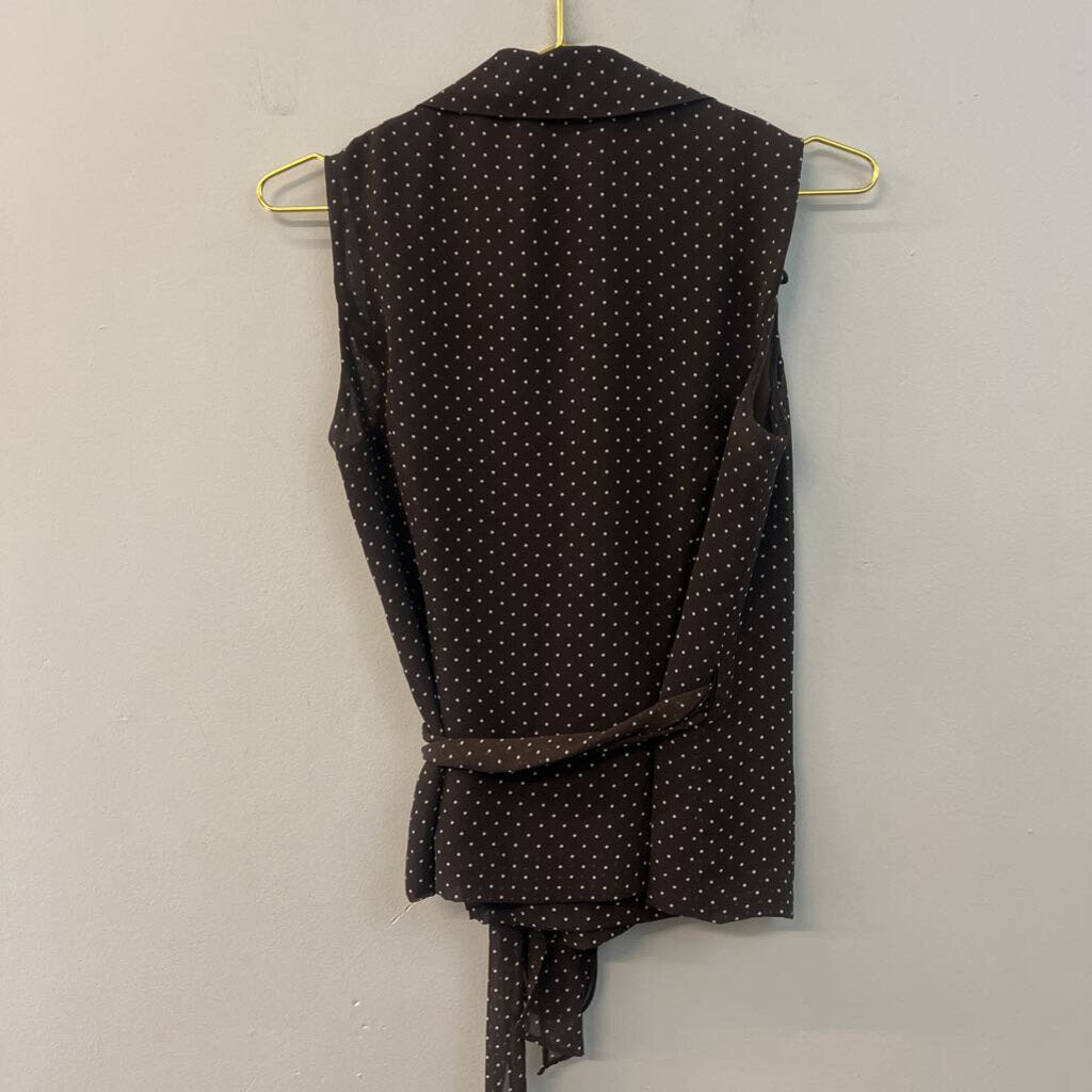 Evan Picone Brown/ White Polka Dot Sleeveless Top 6