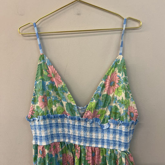Asos Pink/ Green/ Blue Flower Print Gingham Dress 14