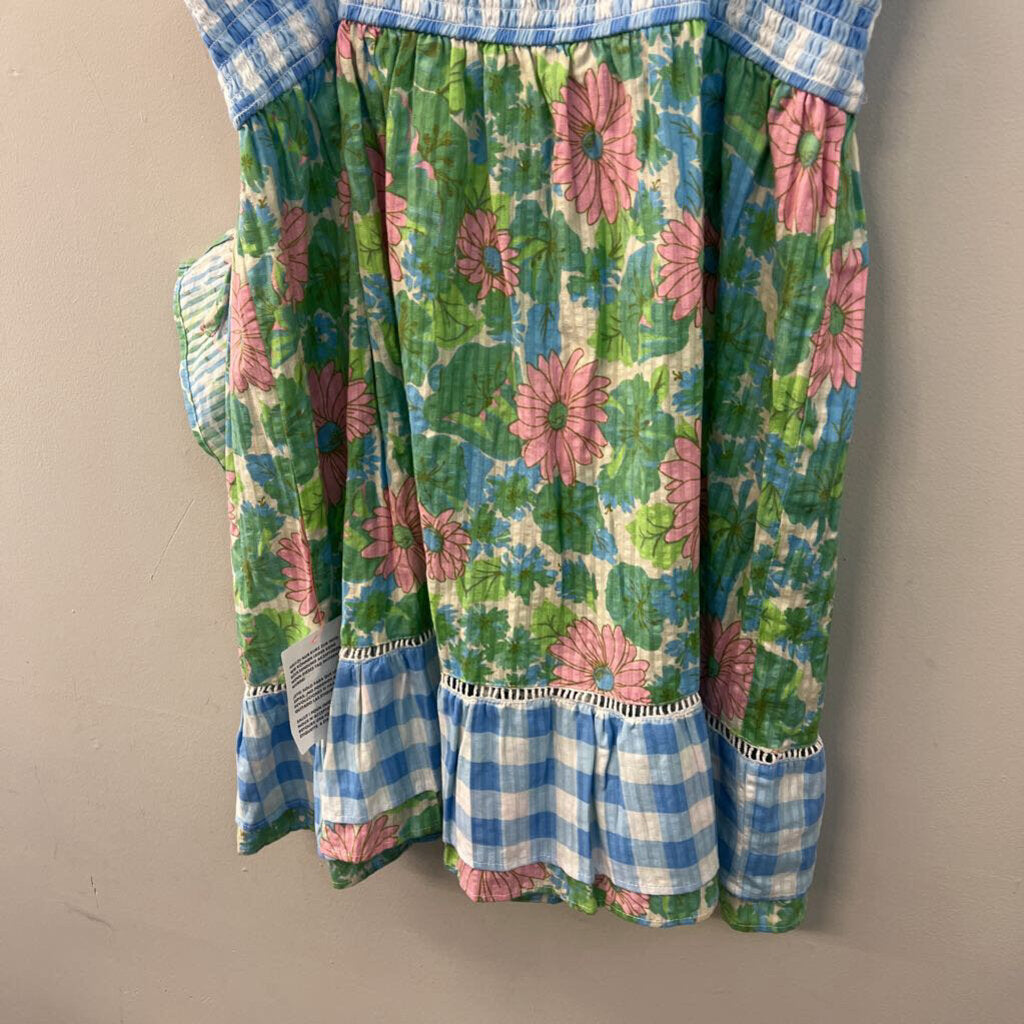 Asos Pink/ Green/ Blue Flower Print Gingham Dress 14