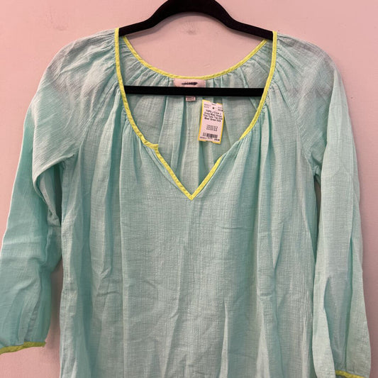 J Crew Blue/ Green Trim Tunic Top XXS