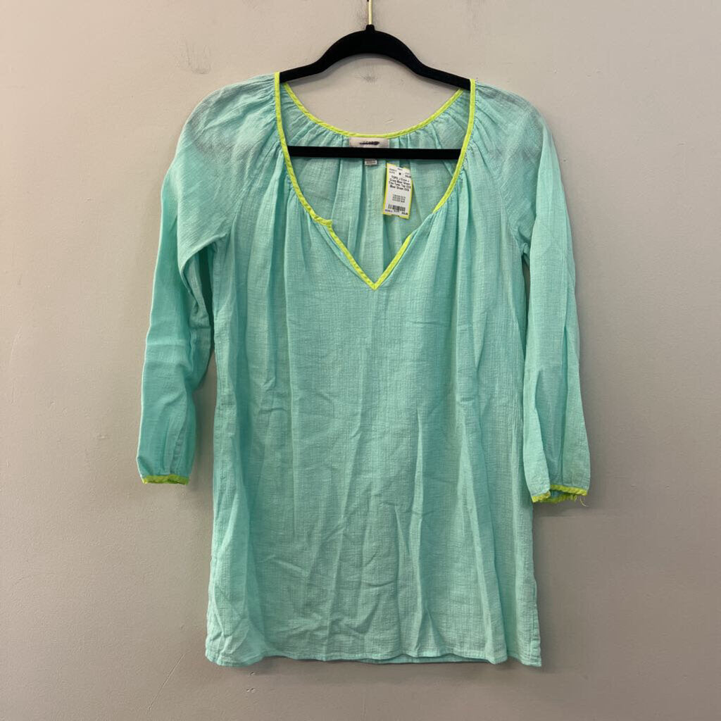 J Crew Blue/ Green Trim Tunic Top XXS