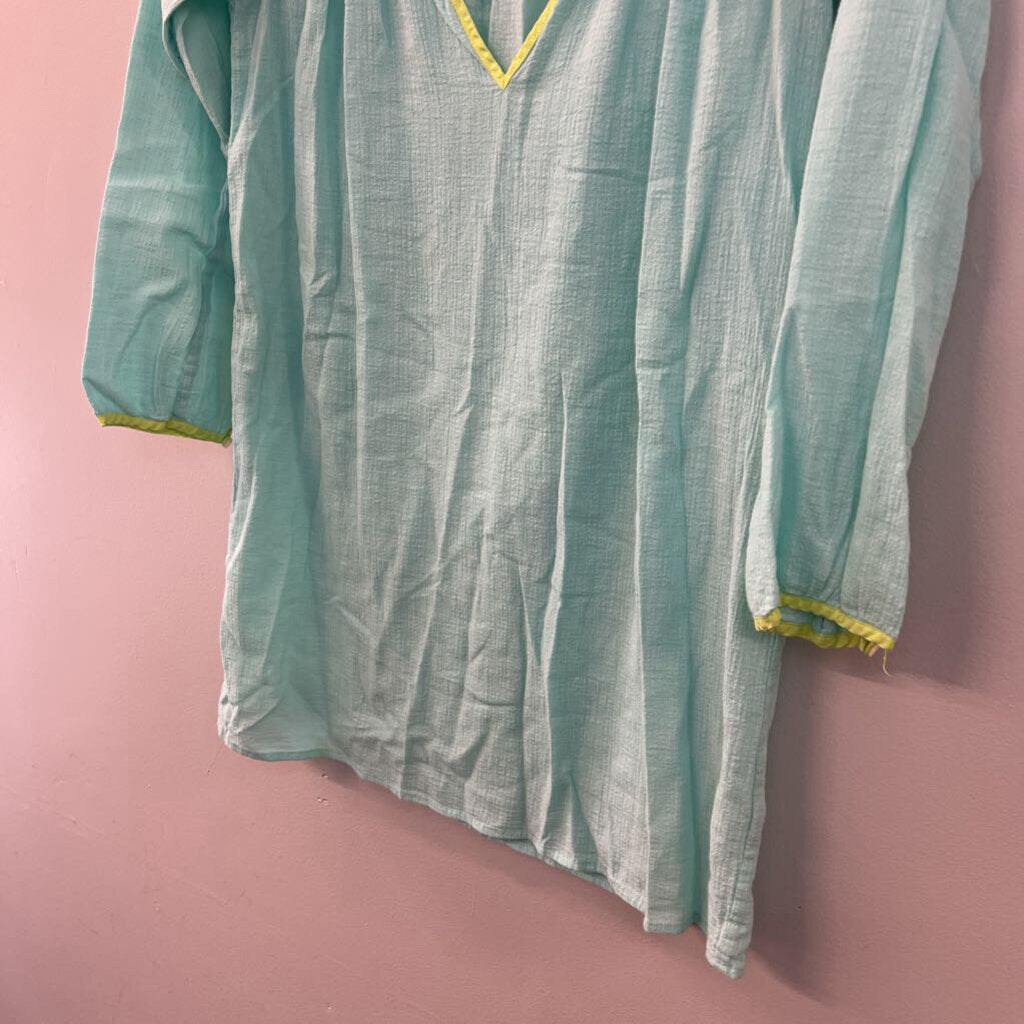 J Crew Blue/ Green Trim Tunic Top XXS