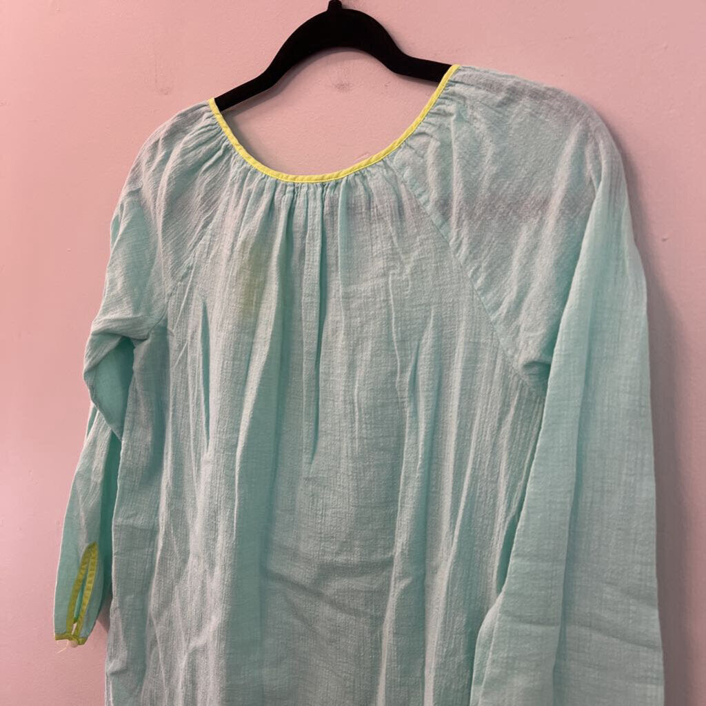 J Crew Blue/ Green Trim Tunic Top XXS