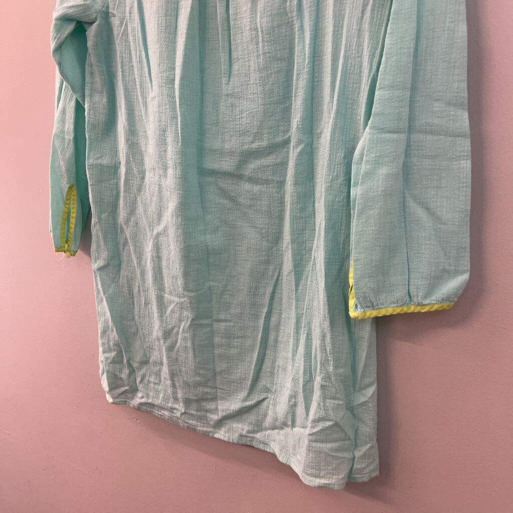 J Crew Blue/ Green Trim Tunic Top XXS