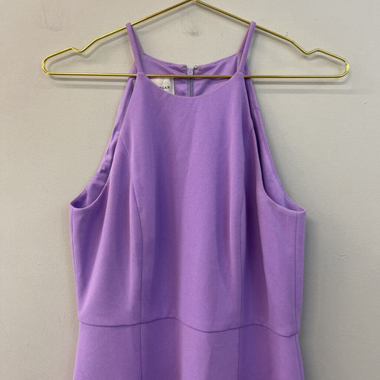 Donna Morgan Purple High Neck Ruffle Detail Dress 8