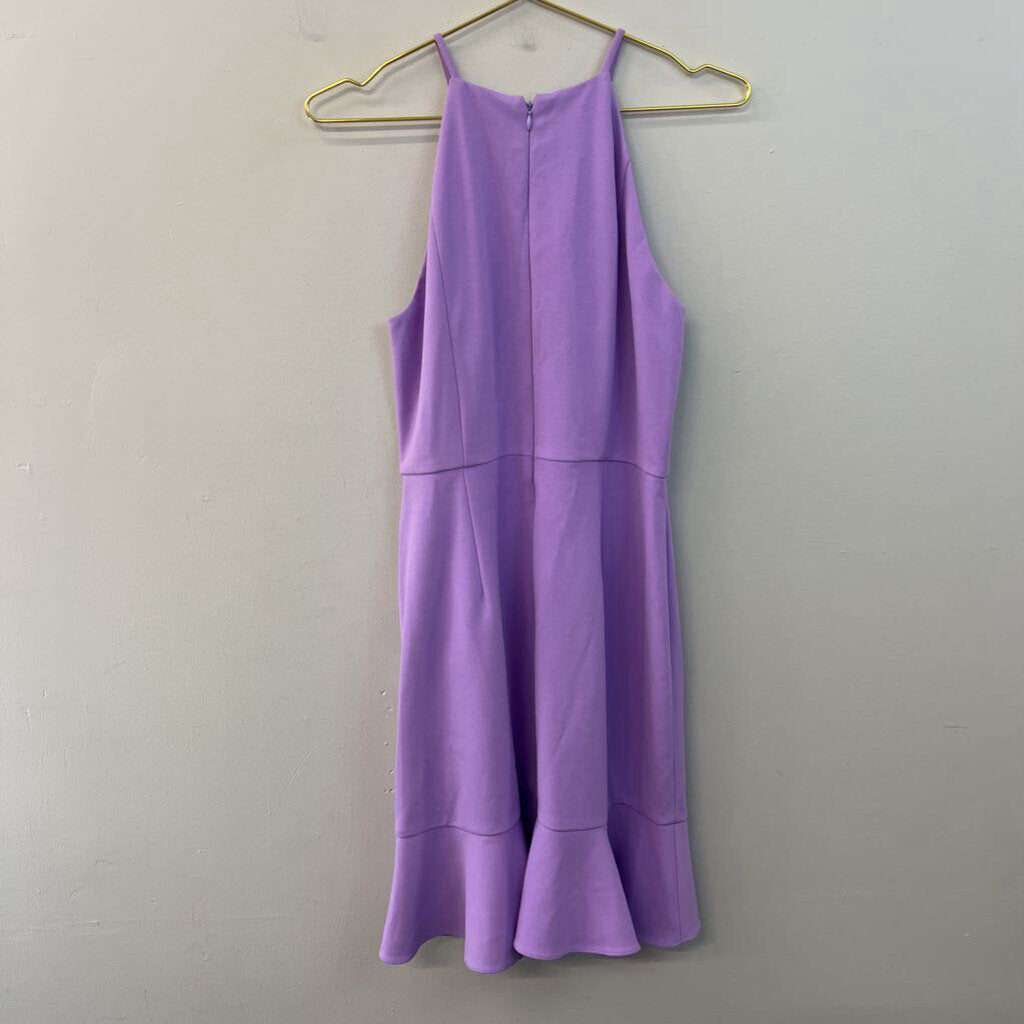 Donna Morgan Purple High Neck Ruffle Detail Dress 8
