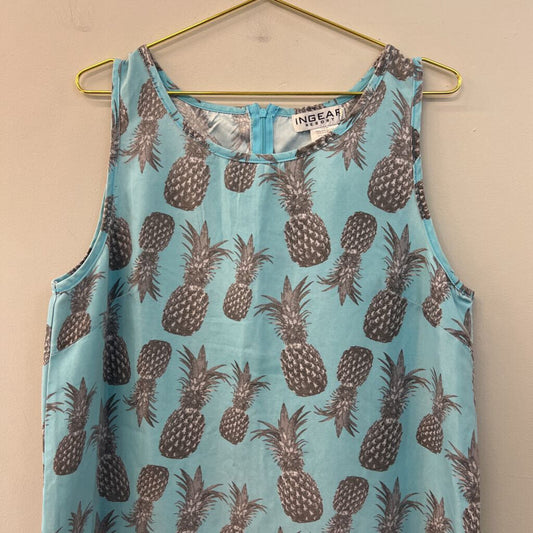Ingear Blue Grey Pineapple Print Tank Dress XXL