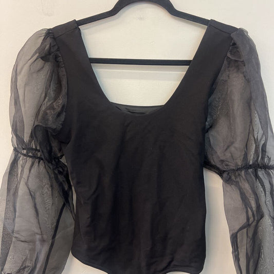 Dance and Marvel Black Sheer Puff Sleeve Bodysuit Small