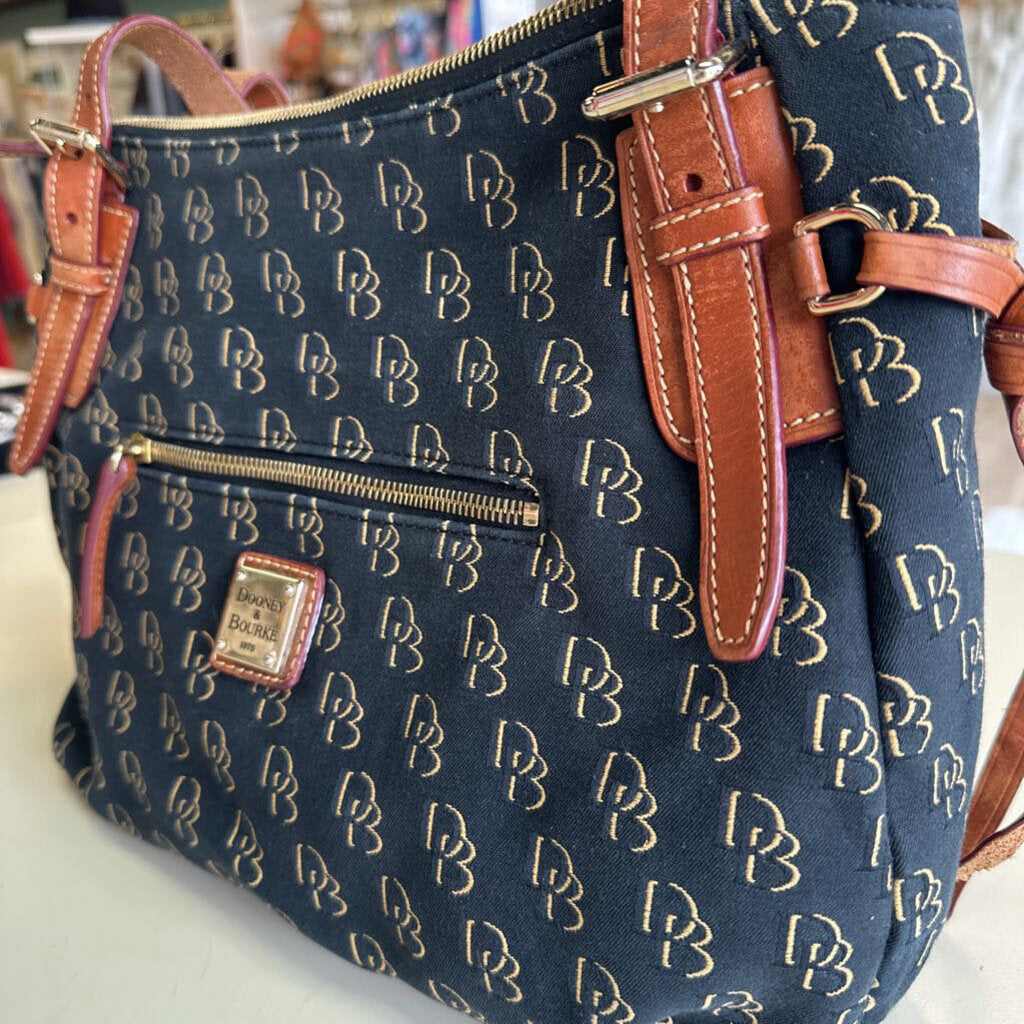 Dooney and Bourke Black/ Brown Logo Purse