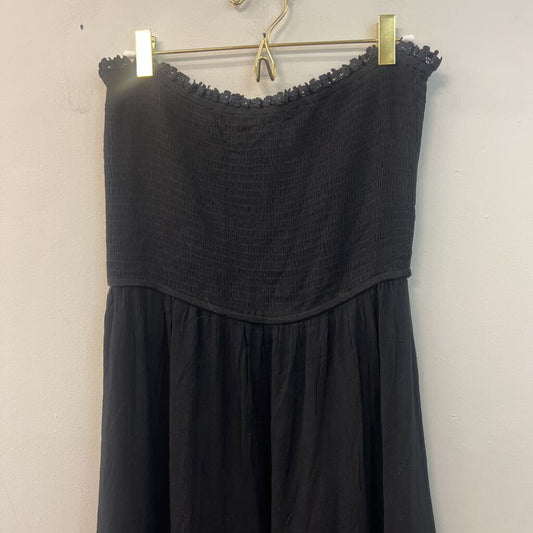 Zesica Black Strapless Smocked Top Maxi Dress Large