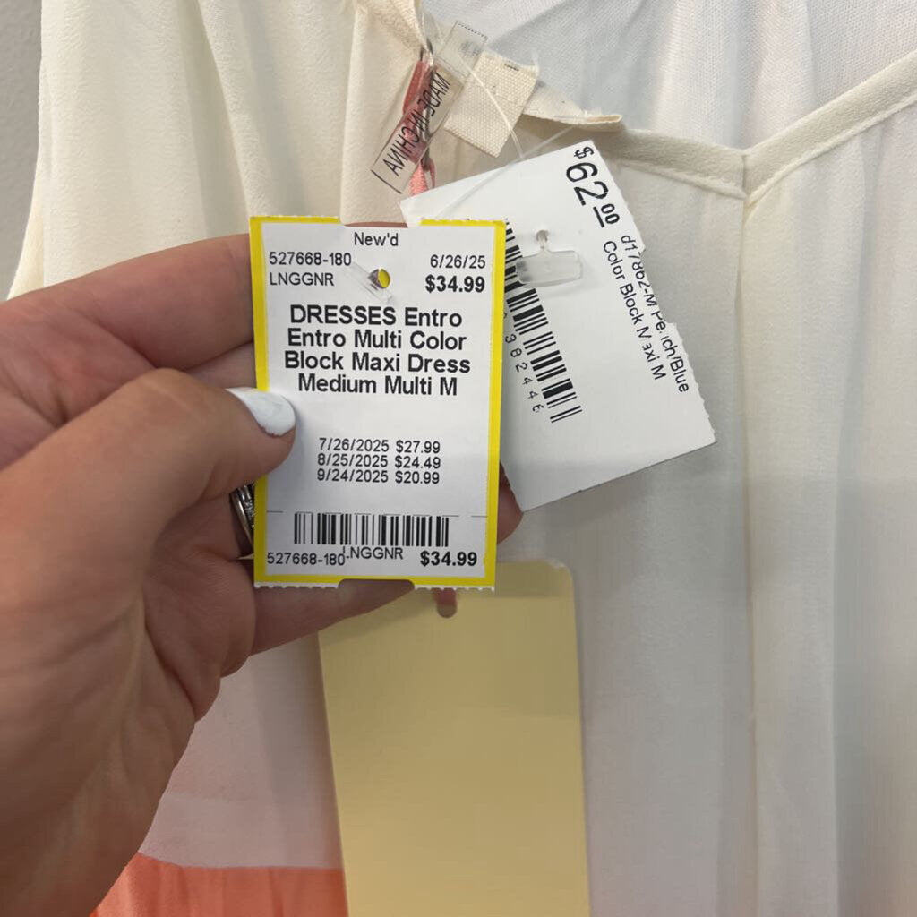 Entro Multi Color Block Maxi Dress Medium