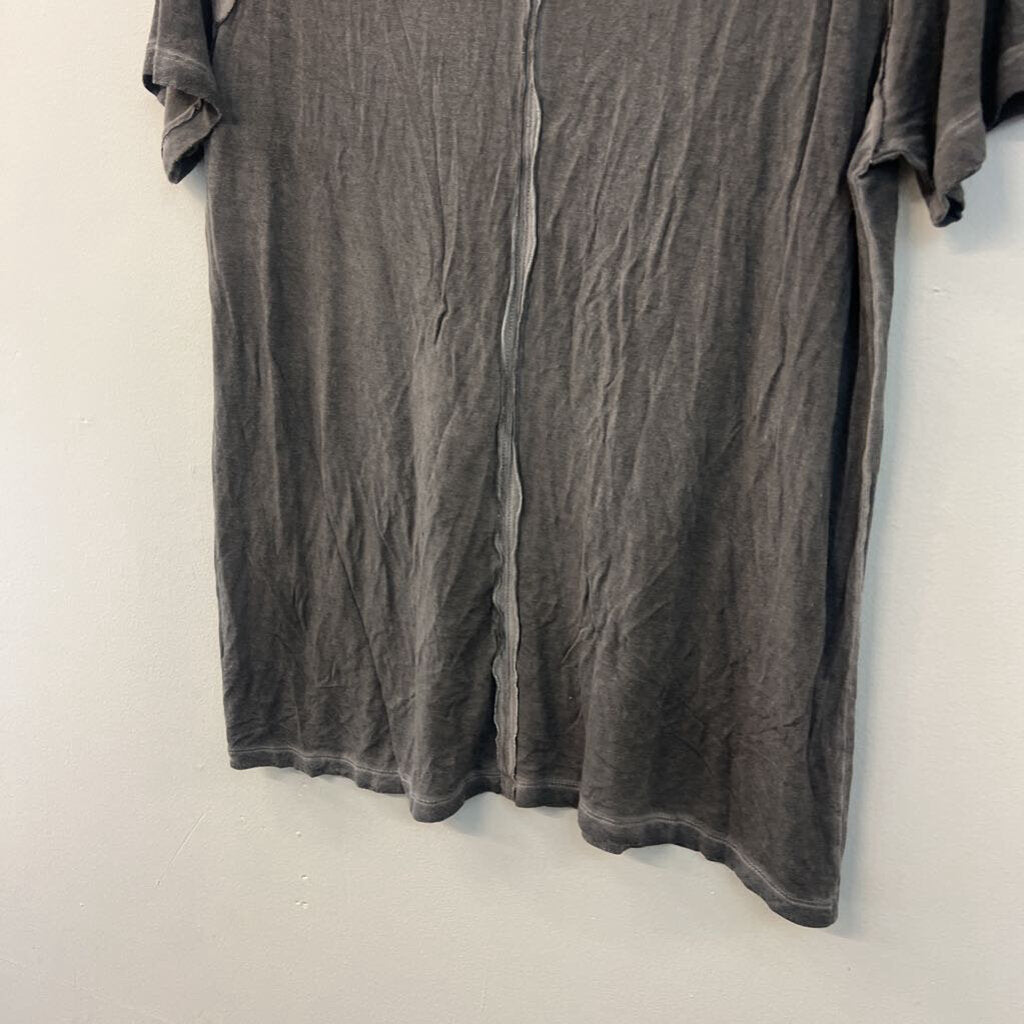Zenana Grey Short Sleeve Top Large