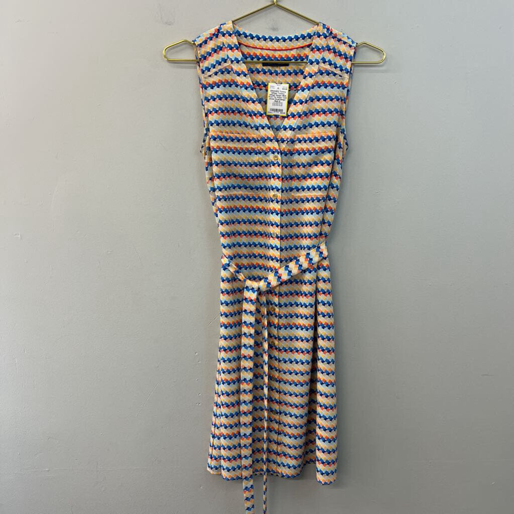 Tommy Hilfiger Beige/ Multi Print Tie Waist Tank Dress Small