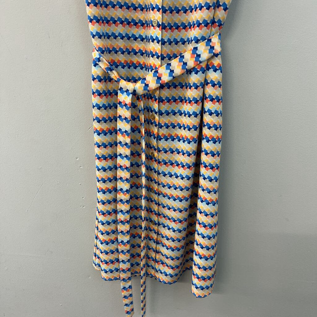 Tommy Hilfiger Beige/ Multi Print Tie Waist Tank Dress Small