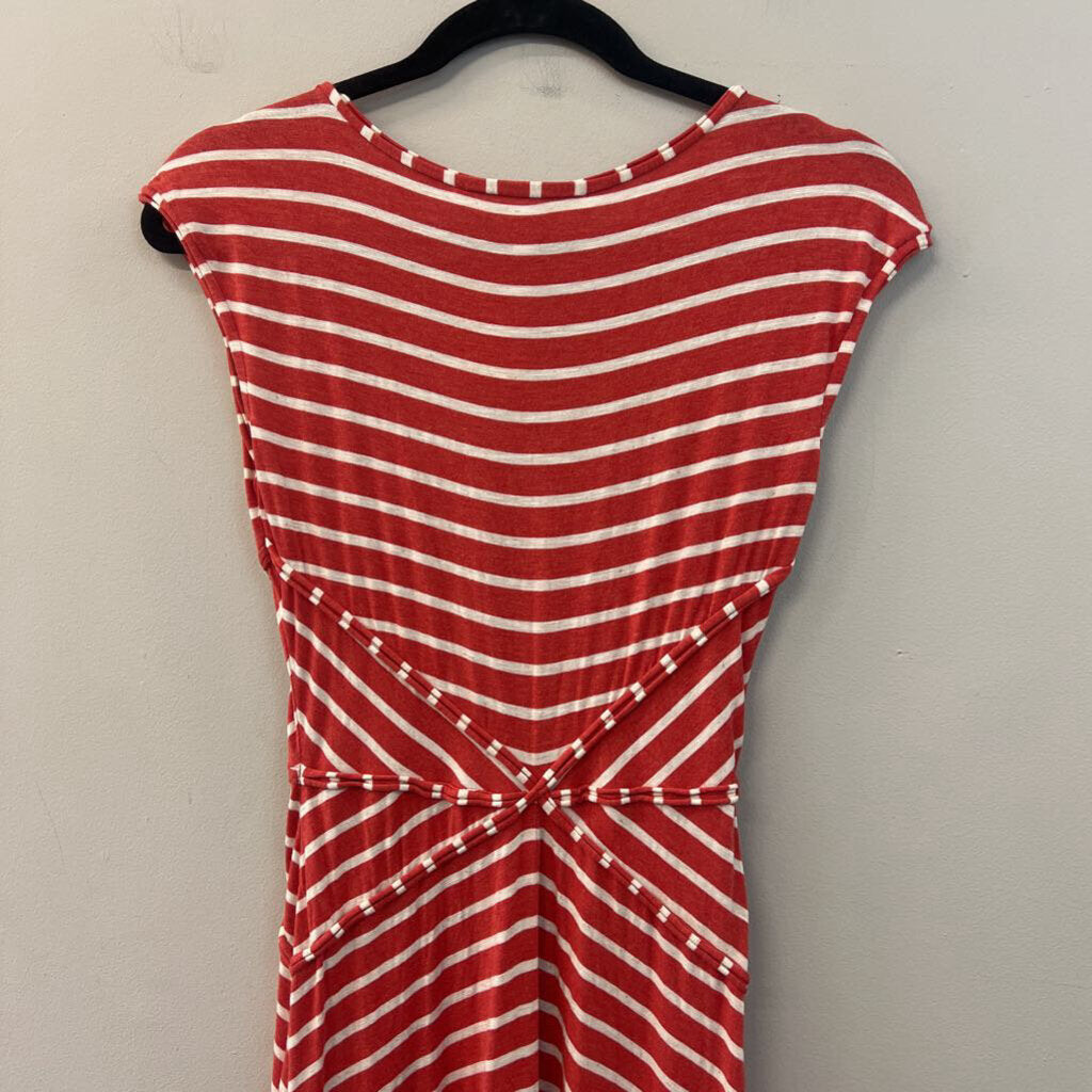 Max Studio Red/ White Striped Short Sleeve Dress Small