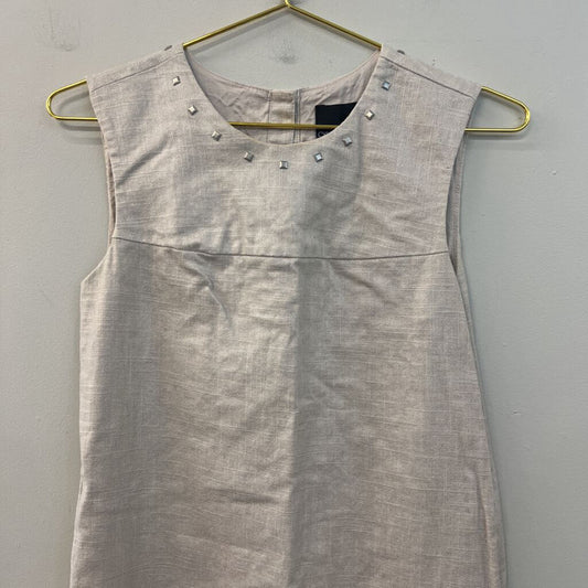Cynthia Rowley Beige Linen Blend Stud Neck Tank Shift Dress 4