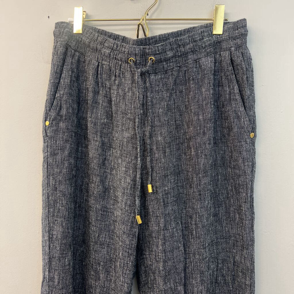 Ellen Tracy Black/ White Textured High Waisted Pull On Pants Small