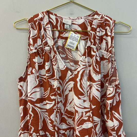 A New Day Orange/ White Print Tank Top Large