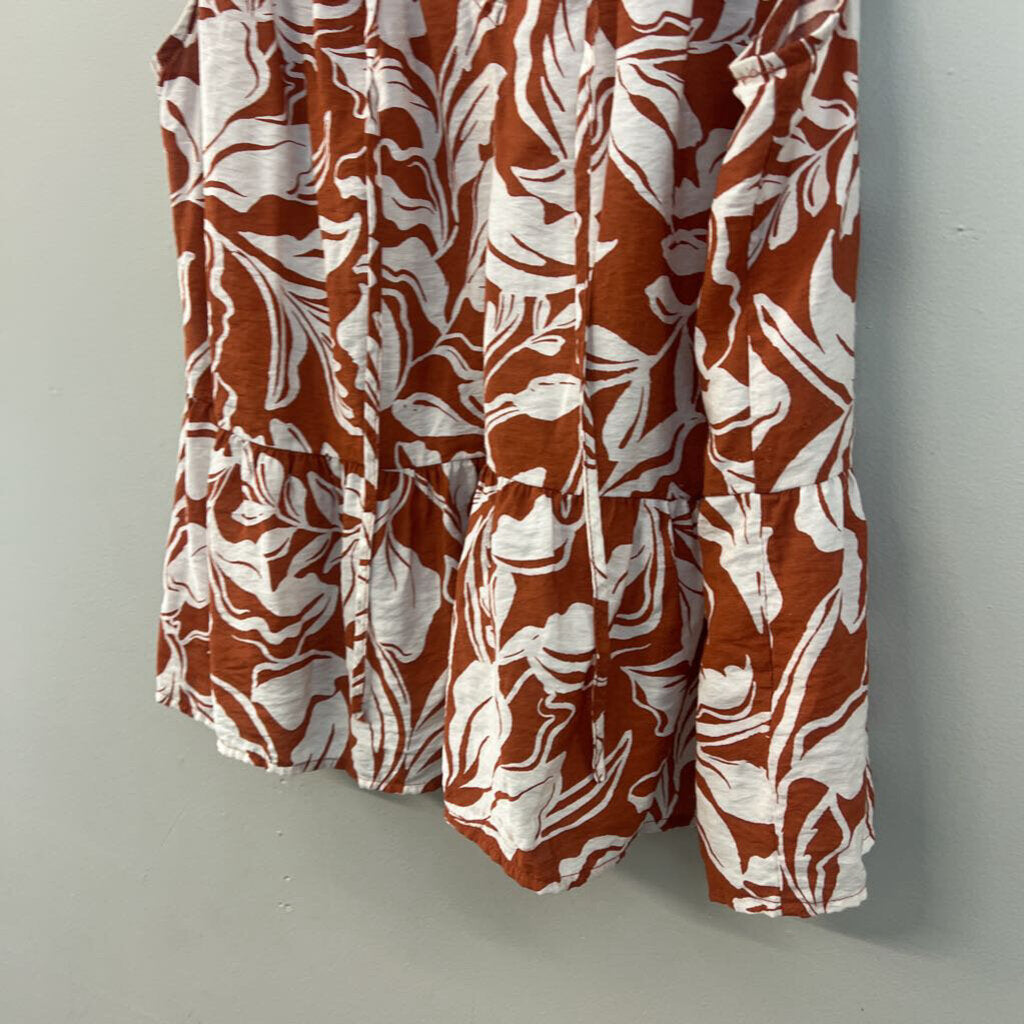 A New Day Orange/ White Print Tank Top Large