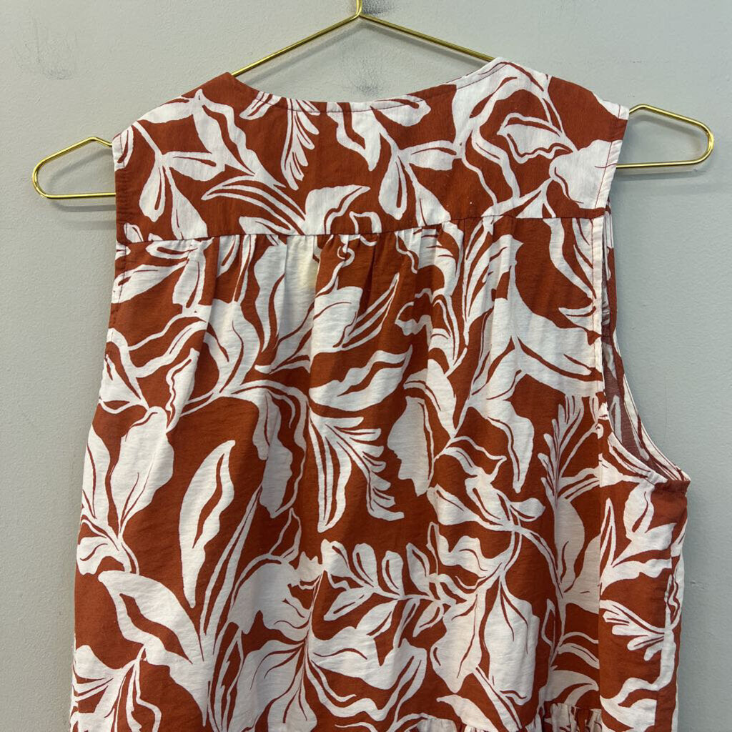 A New Day Orange/ White Print Tank Top Large