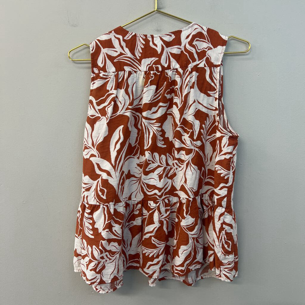 A New Day Orange/ White Print Tank Top Large