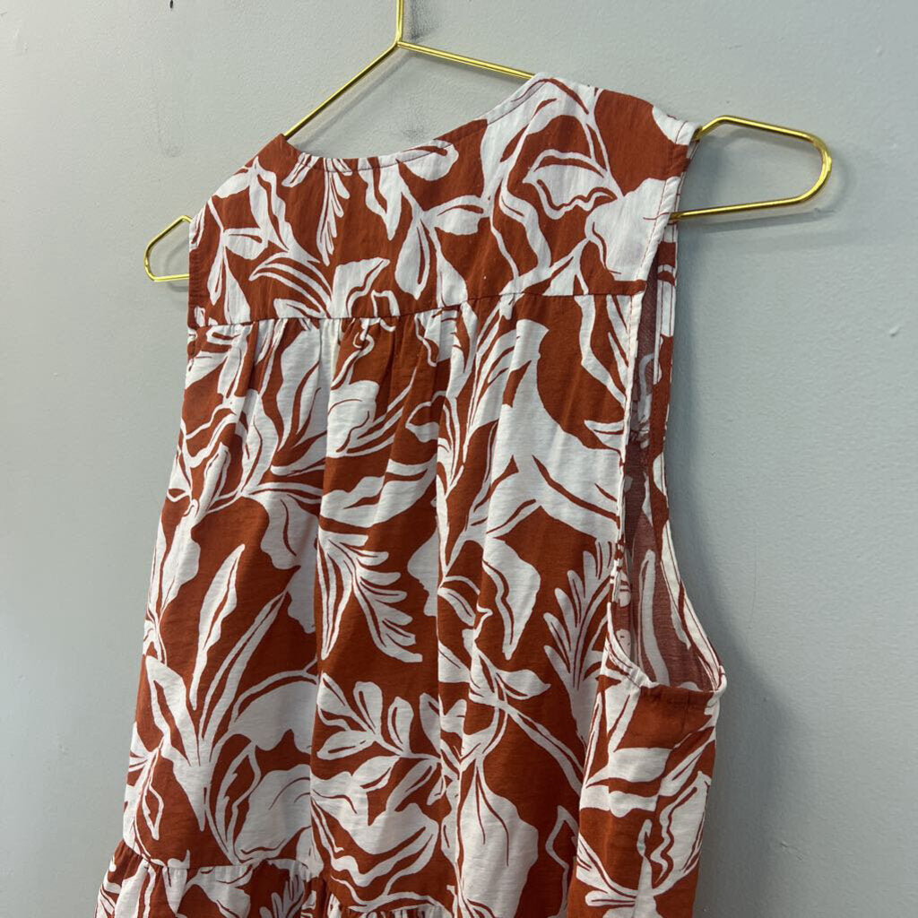 A New Day Orange/ White Print Tank Top Large