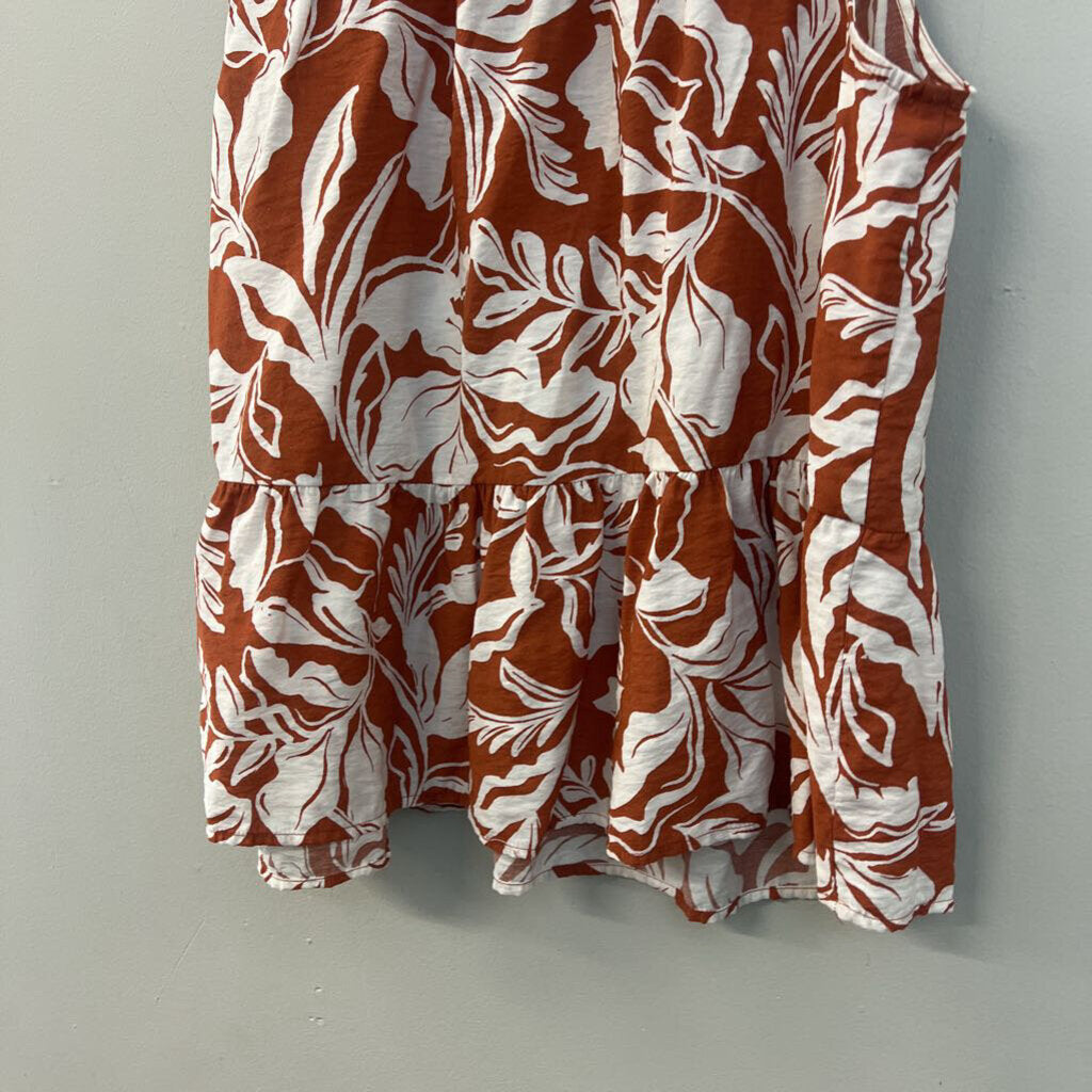 A New Day Orange/ White Print Tank Top Large