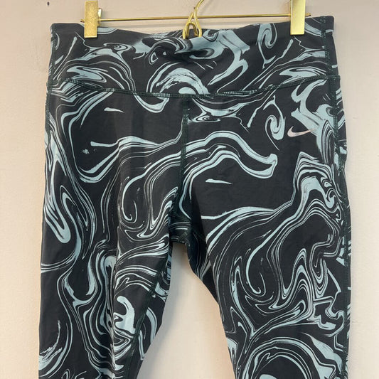 Nike Grey/ Blue Print Athletic Leggings Large