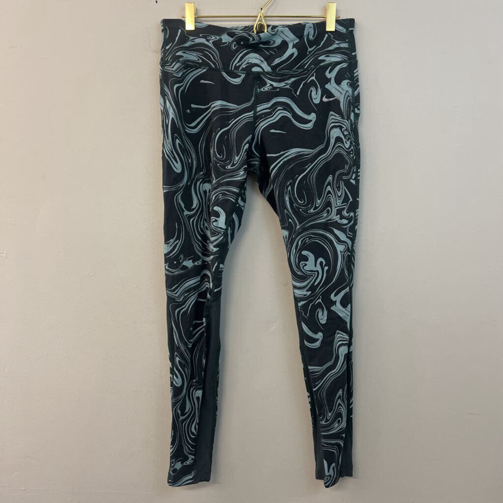 Nike Grey/ Blue Print Athletic Leggings Large