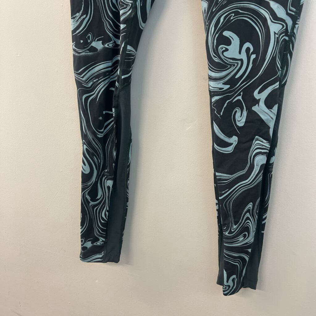 Nike Grey/ Blue Print Athletic Leggings Large