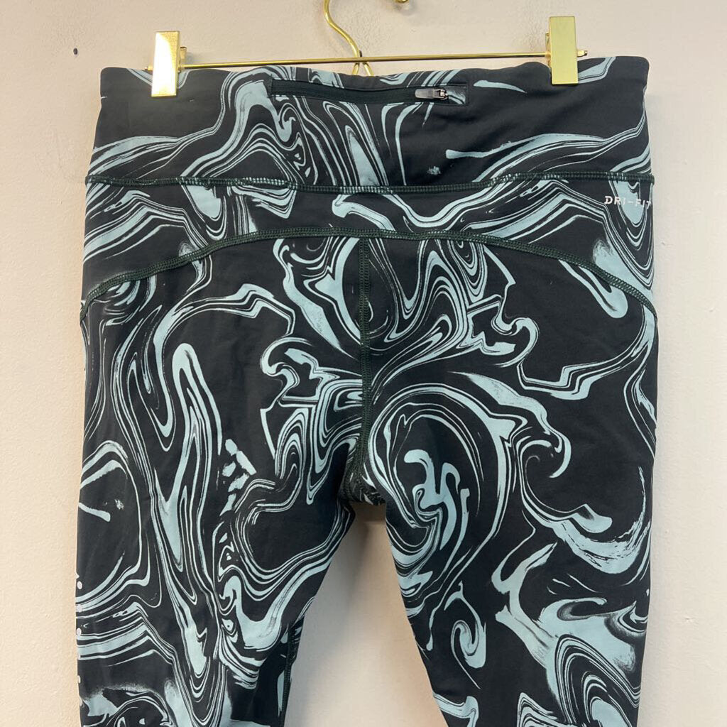 Nike Grey/ Blue Print Athletic Leggings Large
