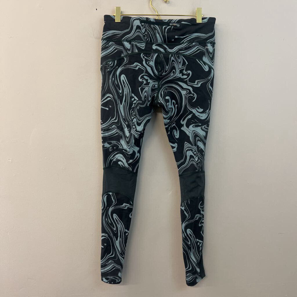 Nike Grey/ Blue Print Athletic Leggings Large