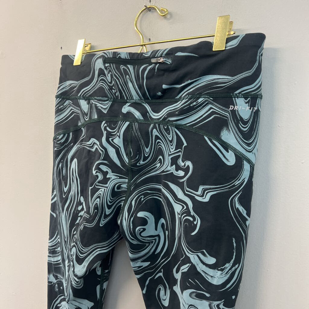 Nike Grey/ Blue Print Athletic Leggings Large