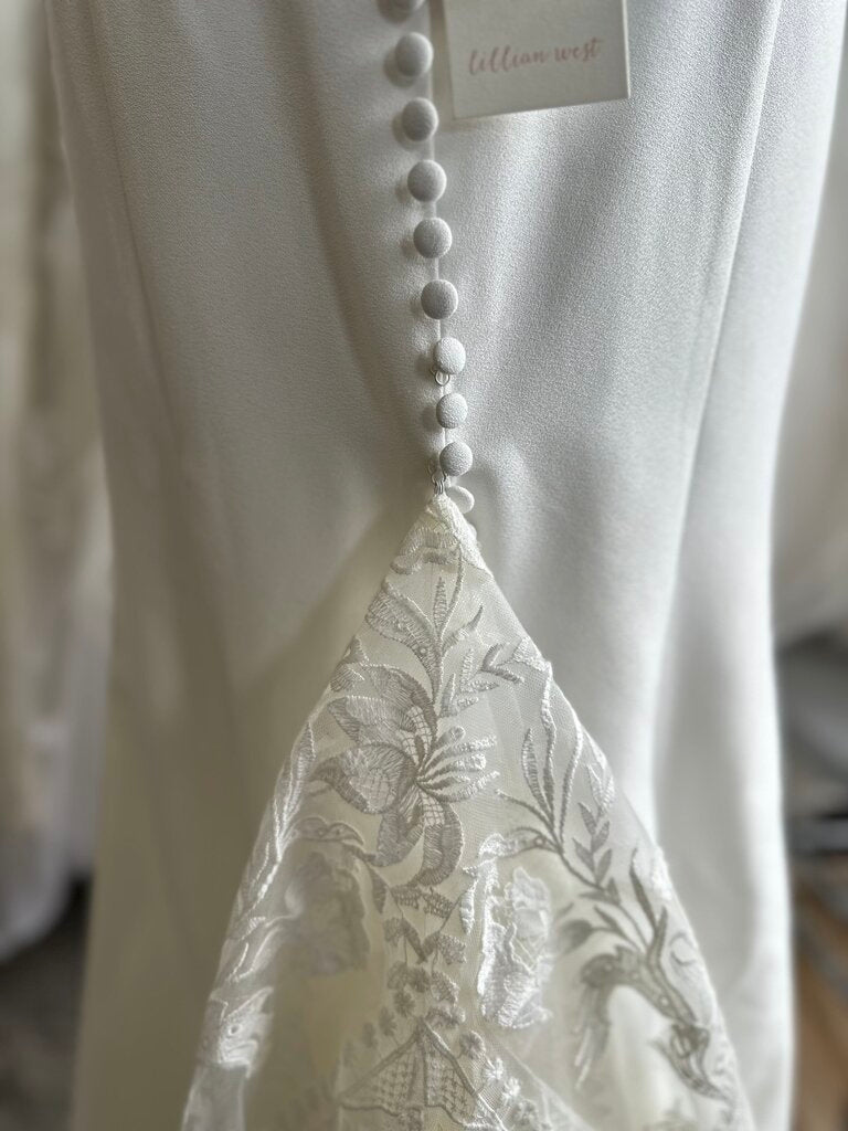 Lillian West Ivory Lace Top Fitted Bridal Gown 14